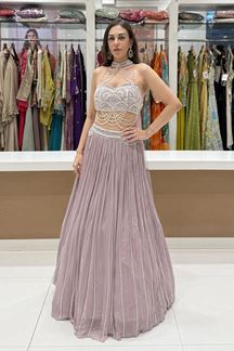 Picture of  Beautiful Net Designer Indo-Western Lehenga Choli for Engagement and Reception