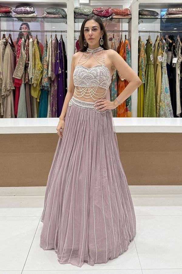Picture of  Beautiful Net Designer Indo-Western Lehenga Choli for Engagement and Reception