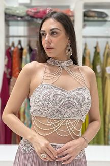 Picture of  Beautiful Net Designer Indo-Western Lehenga Choli for Engagement and Reception