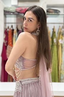 Picture of  Beautiful Net Designer Indo-Western Lehenga Choli for Engagement and Reception