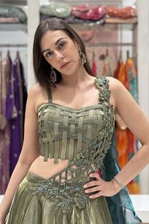 Picture of  Artistic Chiffon Designer Indo-Western Lehenga Choli for Engagement, Reception, and Mehendi