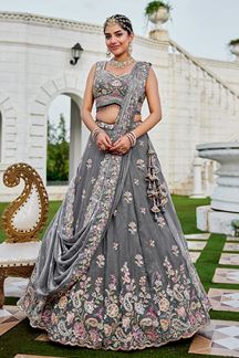 Picture of  Heavenly Tissue Designer Indo-Western Lehenga Choli for Engagement and Reception