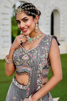 Picture of  Heavenly Tissue Designer Indo-Western Lehenga Choli for Engagement and Reception