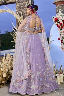 Picture of  Amazing Lavender Designer Indo-Western Lehenga Choli for Engagement and Reception