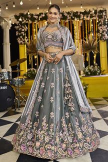 Picture of  Impressive Tissue Designer Indo-Western Lehenga Choli for Engagement and Reception
