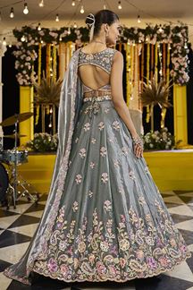 Picture of  Impressive Tissue Designer Indo-Western Lehenga Choli for Engagement and Reception