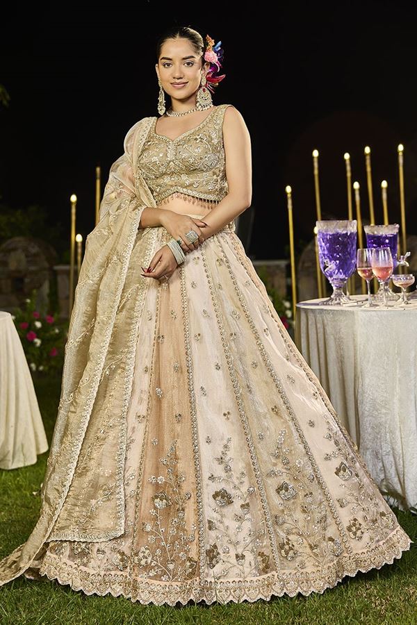 Picture of  Classy Satin Silk Designer Indo-Western Lehenga Choli for Engagement and Reception