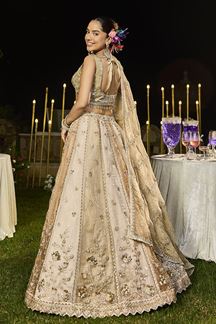 Picture of  Classy Satin Silk Designer Indo-Western Lehenga Choli for Engagement and Reception