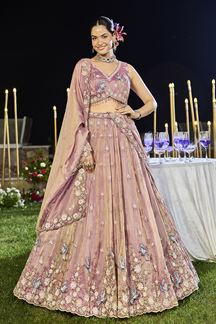 Picture of  Astounding Tissue Designer Indo-Western Lehenga Choli for Engagement and Reception