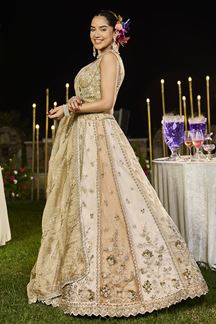 Picture of  Classy Satin Silk Designer Indo-Western Lehenga Choli for Engagement and Reception
