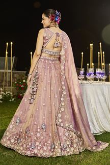 Picture of  Astounding Tissue Designer Indo-Western Lehenga Choli for Engagement and Reception