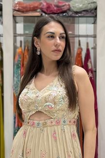 Picture of  Gorgeous Ivory Designer Indo-Western Outfit for Engagement, Sangeet, and Parties