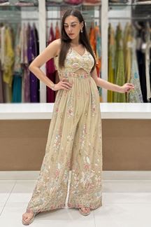 Picture of  Gorgeous Ivory Designer Indo-Western Outfit for Engagement, Sangeet, and Parties