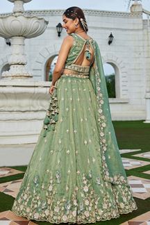 Picture of  Gorgeous Tissue Designer Indo-Western Lehenga Choli for Mehendi, Engagement, and Reception