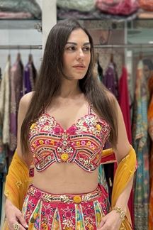 Picture of  Exuberant Dola Silk Designer Indo-Western Lehenga Choli for Engagement and Reception