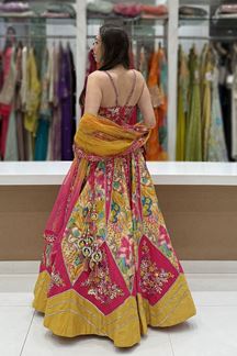 Picture of  Exuberant Dola Silk Designer Indo-Western Lehenga Choli for Engagement and Reception
