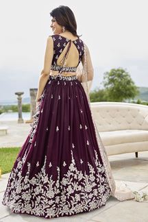 Picture of  Divine Satin Silk Designer Indo-Western Lehenga Choli for Engagement and Reception