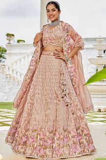 Picture of  Surreal Satin Silk Designer Indo-Western Lehenga Choli for Engagement and Reception