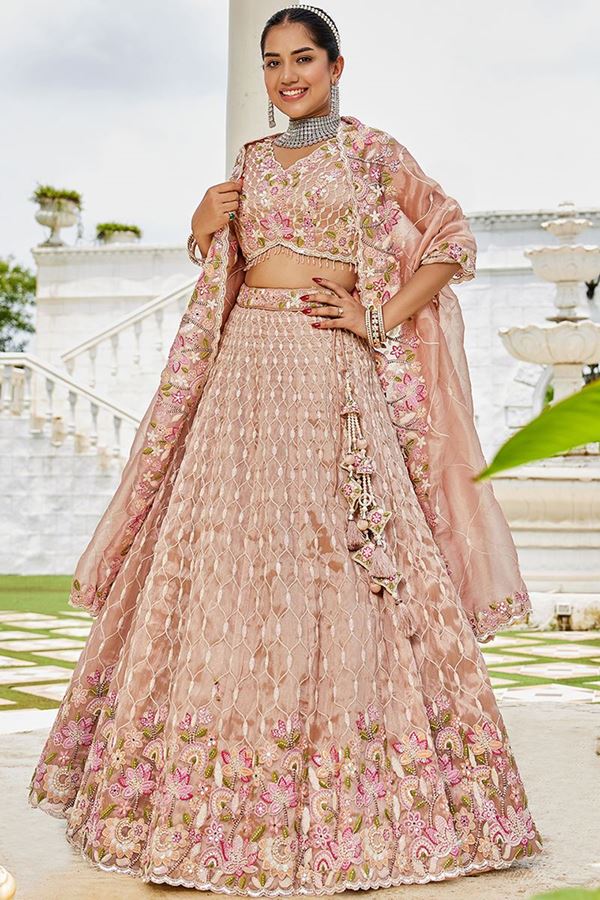 Picture of  Surreal Satin Silk Designer Indo-Western Lehenga Choli for Engagement and Reception