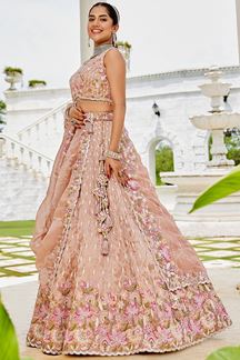 Picture of  Surreal Satin Silk Designer Indo-Western Lehenga Choli for Engagement and Reception
