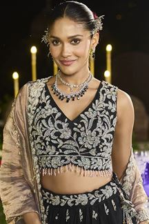 Picture of  Flawless Satin Silk Designer Indo-Western Lehenga Choli for Engagement and Reception