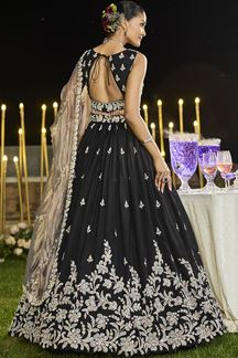 Picture of  Flawless Satin Silk Designer Indo-Western Lehenga Choli for Engagement and Reception