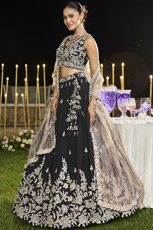 Picture of  Flawless Satin Silk Designer Indo-Western Lehenga Choli for Engagement and Reception