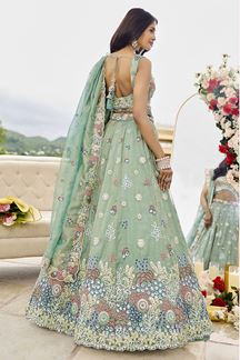 Picture of  Royal Satin Silk Designer Indo-Western Lehenga Choli for Engagement and Reception