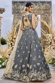 Picture of  Appealing Satin Silk Designer Indo-Western Lehenga Choli for Engagement and Reception