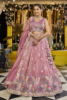 Picture of  Aesthetic Satin Silk Designer Indo-Western Lehenga Choli for Engagement and Reception
