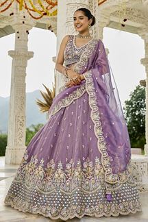 Picture of  Enticing Satin Silk Designer Indo-Western Lehenga Choli for Engagement and Reception