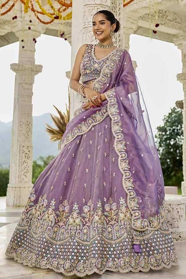 Picture of  Enticing Satin Silk Designer Indo-Western Lehenga Choli for Engagement and Reception