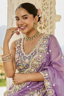 Picture of  Enticing Satin Silk Designer Indo-Western Lehenga Choli for Engagement and Reception