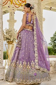 Picture of  Enticing Satin Silk Designer Indo-Western Lehenga Choli for Engagement and Reception