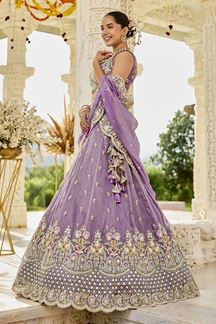 Picture of  Enticing Satin Silk Designer Indo-Western Lehenga Choli for Engagement and Reception