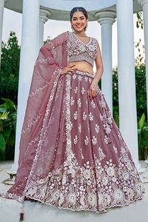 Picture of  Marvelous Organza Designer Indo-Western Lehenga Choli for Engagement and Reception