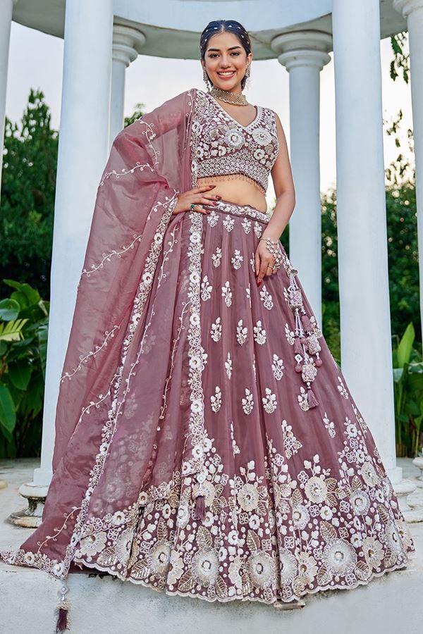 Picture of  Marvelous Organza Designer Indo-Western Lehenga Choli for Engagement and Reception
