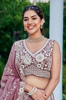 Picture of  Marvelous Organza Designer Indo-Western Lehenga Choli for Engagement and Reception