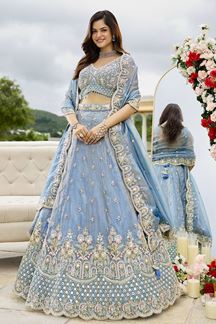 Picture of  Irresistible Satin Silk Designer Indo-Western Lehenga Choli for Engagement and Reception