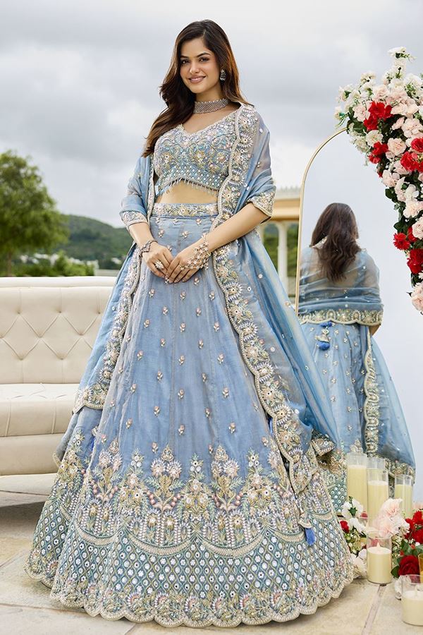 Picture of  Irresistible Satin Silk Designer Indo-Western Lehenga Choli for Engagement and Reception