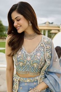 Picture of  Irresistible Satin Silk Designer Indo-Western Lehenga Choli for Engagement and Reception