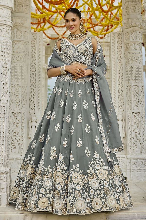 Picture of  Charming Organza Designer Indo-Western Lehenga Choli for Engagement and Reception