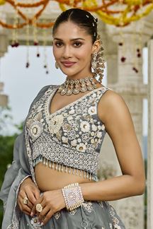 Picture of  Charming Organza Designer Indo-Western Lehenga Choli for Engagement and Reception