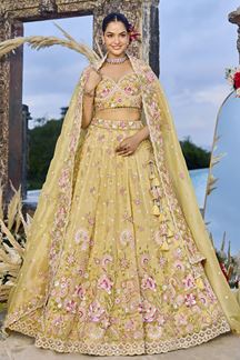 Picture of  Lovely Organza Designer Indo-Western Lehenga Choli for Haldi, Engagement, and Reception