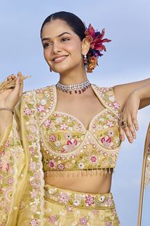 Picture of  Lovely Organza Designer Indo-Western Lehenga Choli for Haldi, Engagement, and Reception