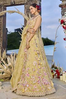 Picture of  Lovely Organza Designer Indo-Western Lehenga Choli for Haldi, Engagement, and Reception