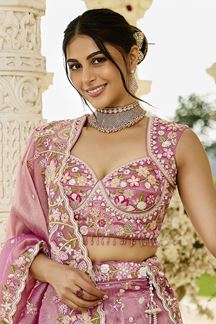 Picture of   Delightful Organza Designer Indo-Western Lehenga Choli for Engagement and Reception