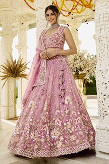 Picture of   Delightful Organza Designer Indo-Western Lehenga Choli for Engagement and Reception