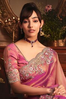 Picture of  Appealing Tissue Organza Silk Designer Saree for Engagement, Wedding, and Reception