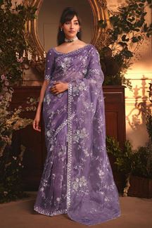 Picture of  Flawless Tissue Organza Silk Designer Saree for Engagement, Wedding, and Reception